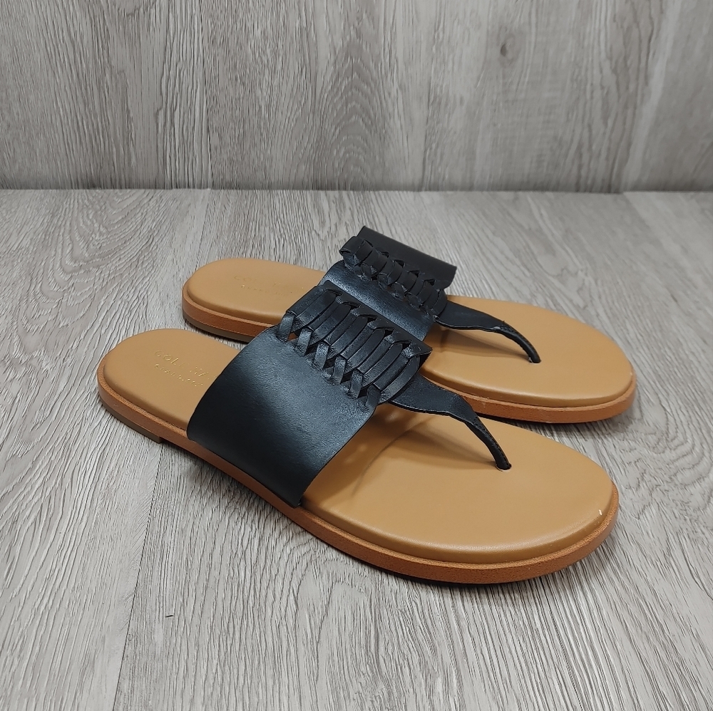 Cole Haan Grand 360 Felix Thong Flip Flop‎ Sandal Black W14337 Braided T Strap